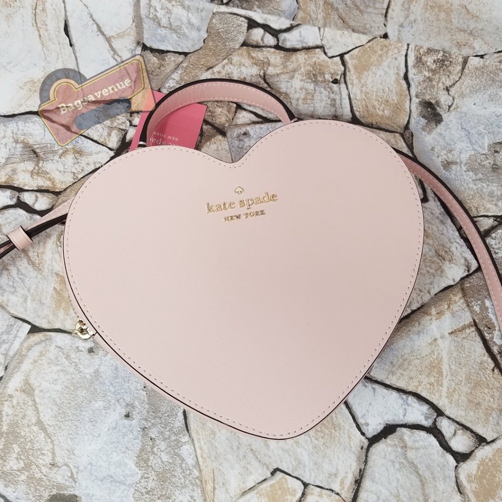 Heart  Love Shack Purse Chalk Pink Crossbody Kate Spade #bagsavenue #authentic